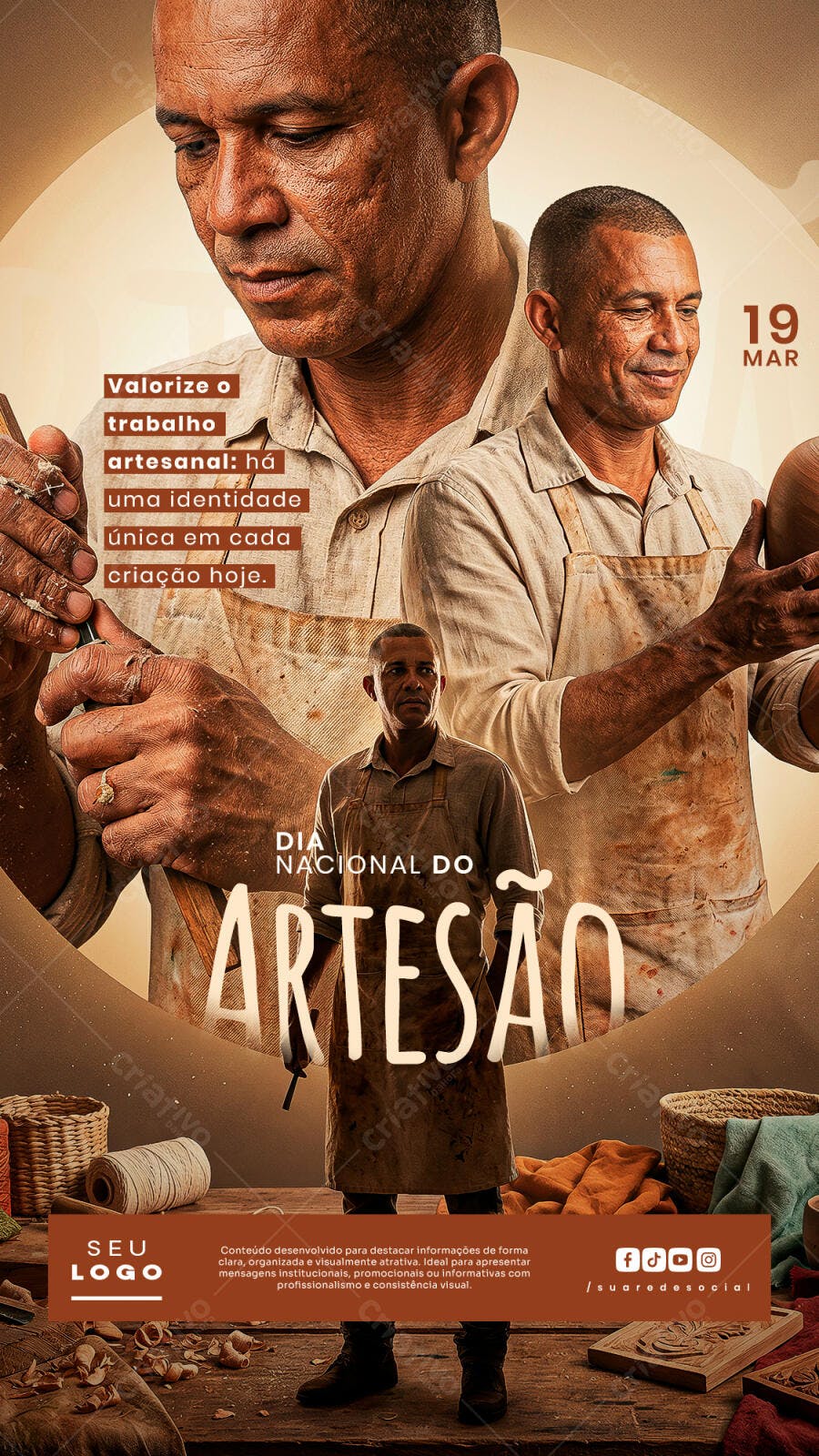 Post Instagram Dia Nacional do Artesão 19 de Março PSD Editável