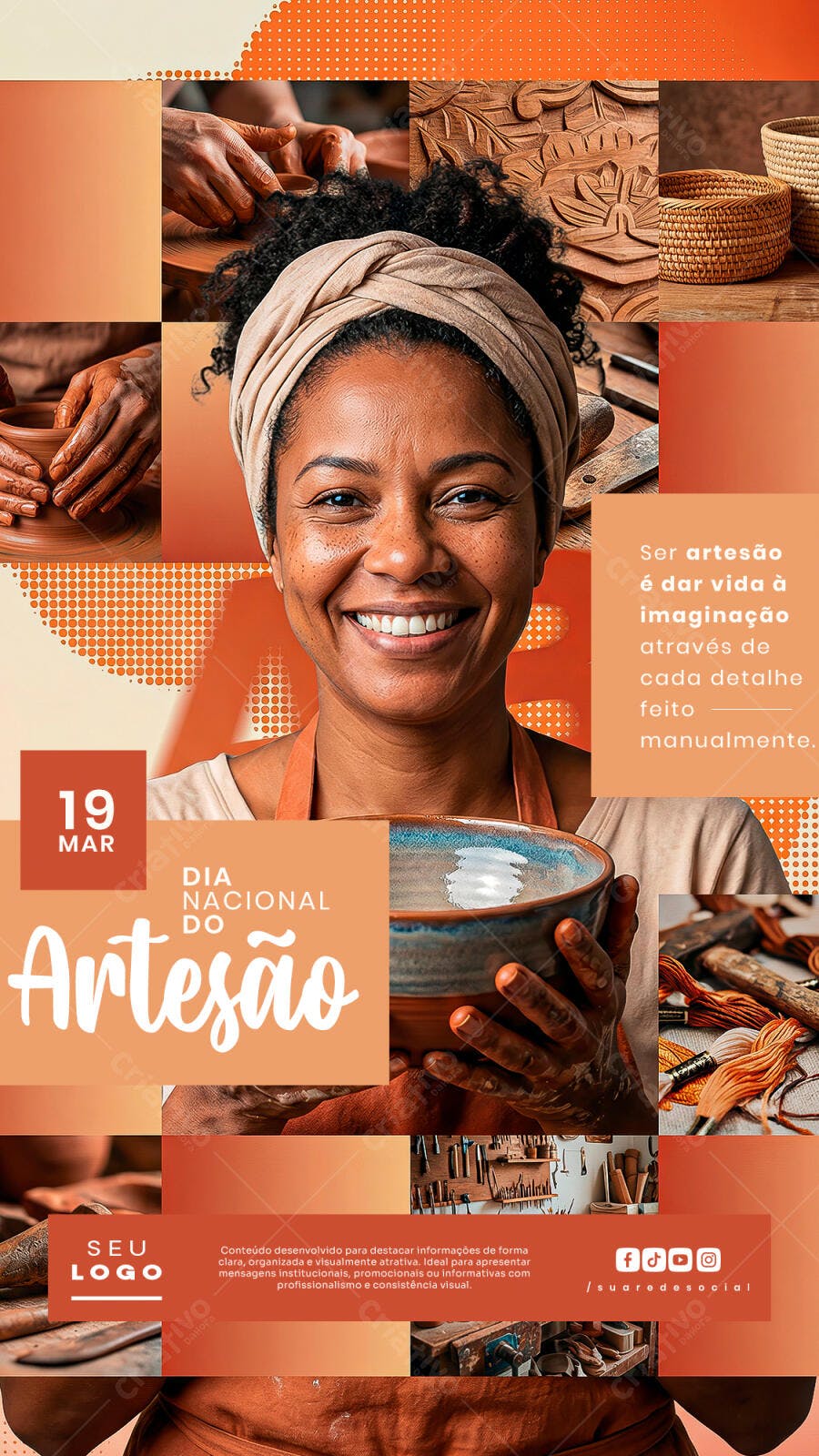 Post Instagram Dia Nacional do Artesão 19 Março PSD Editável
