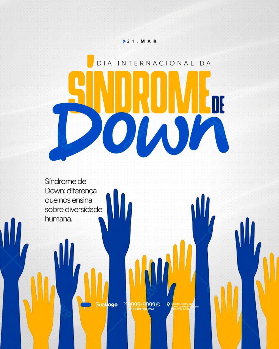 Post Dia Internacional da Síndrome de Down 21 Março PSD Editável