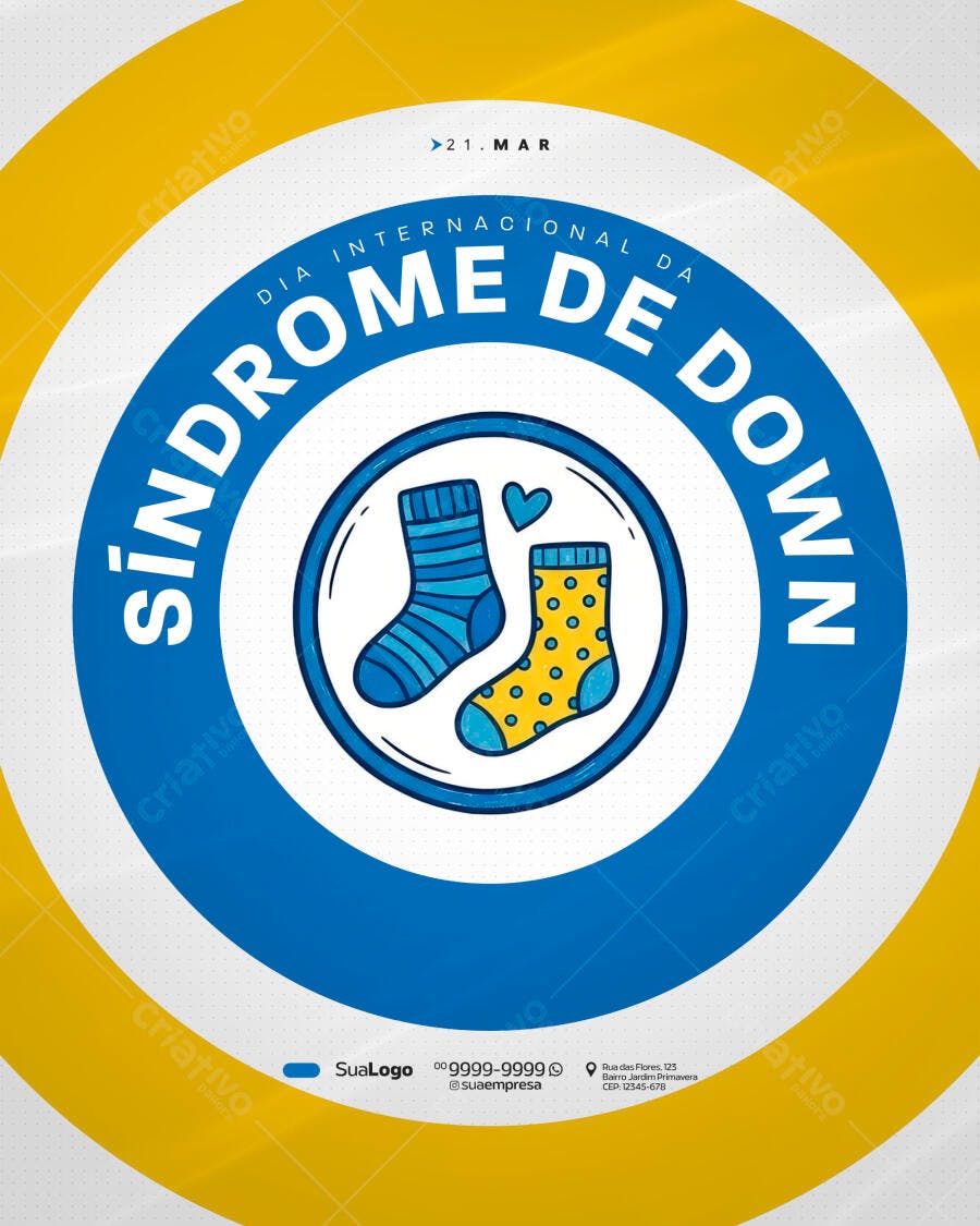 Post Dia Internacional da Síndrome de Down 21 de Março PSD Editável