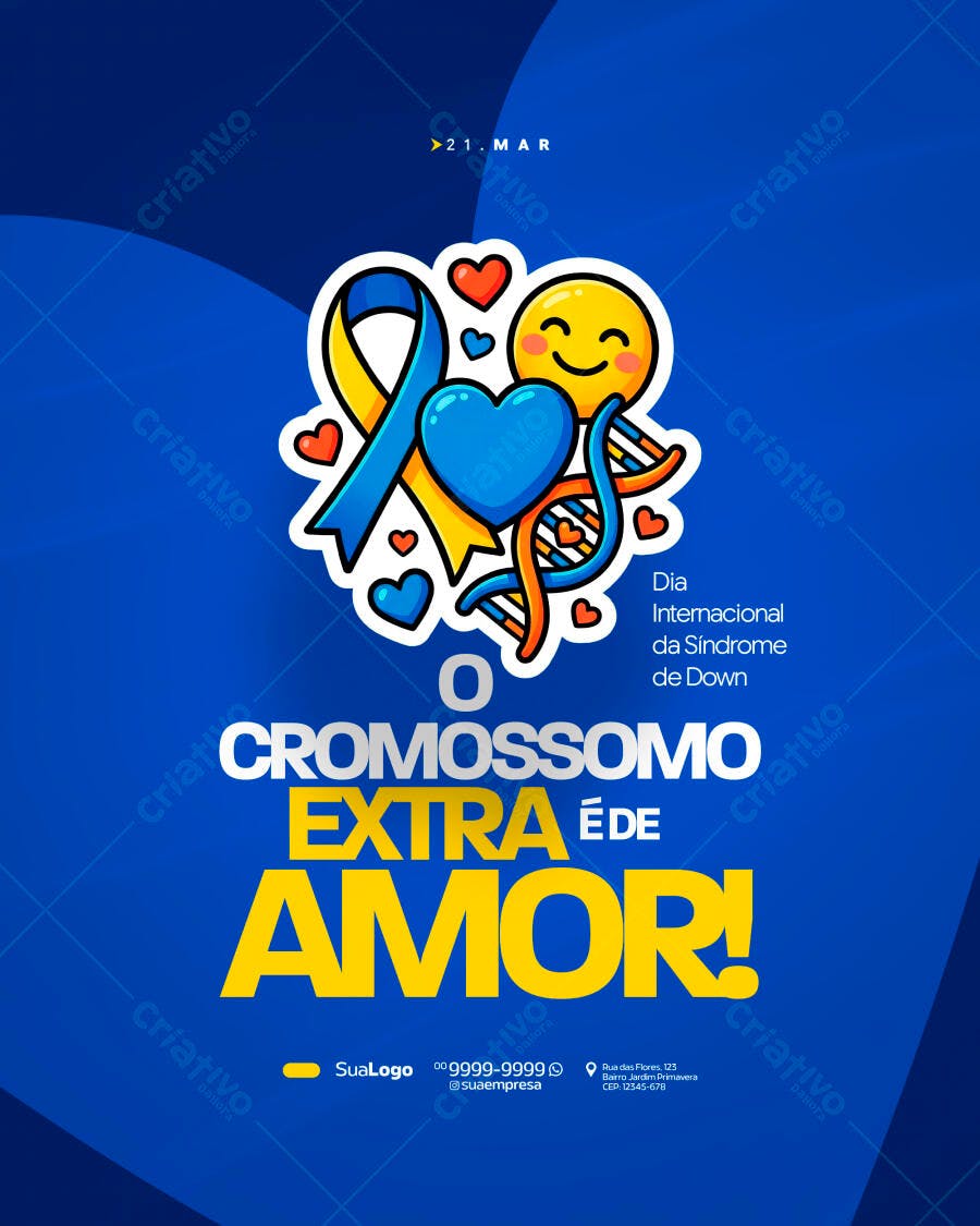 Post Instagram Dia Internacional da Síndrome de Down PSD Editável