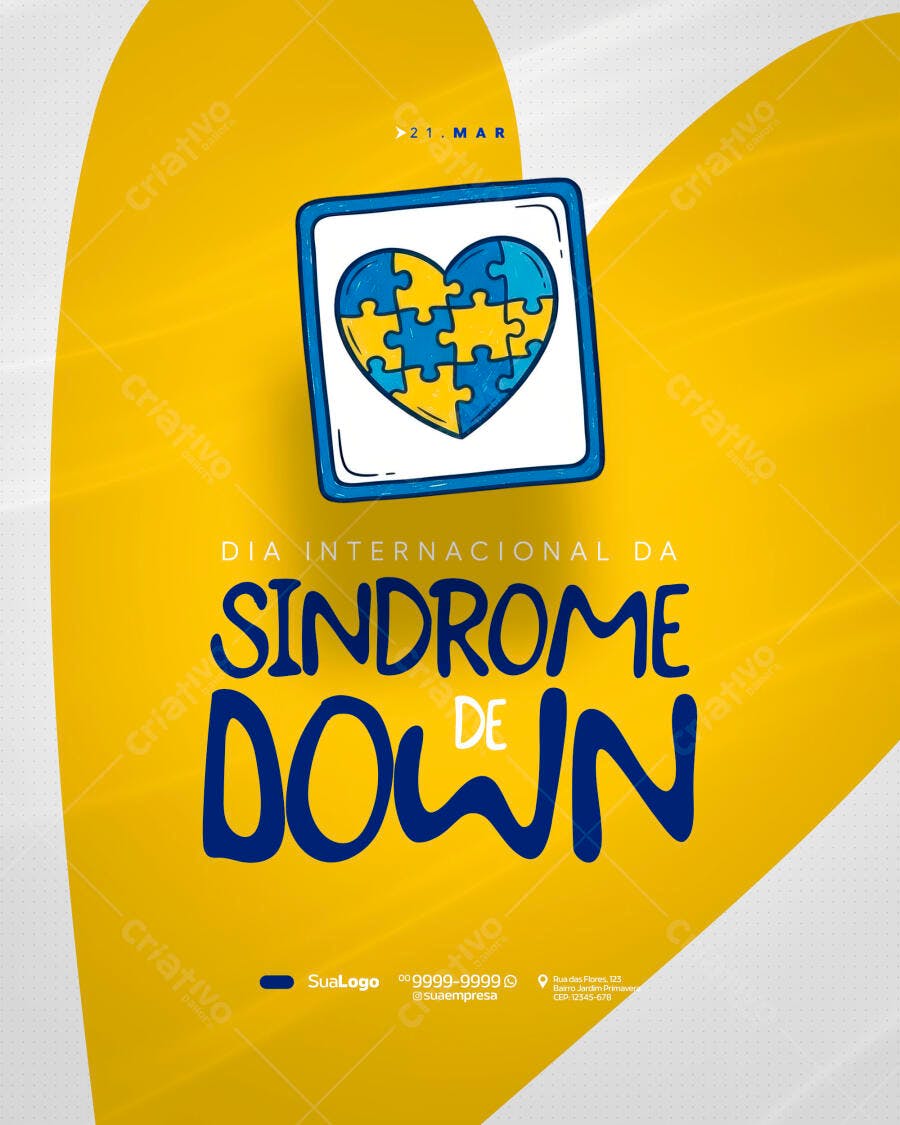 Post Instagram Dia Internacional da Síndrome de Down PSD Editável