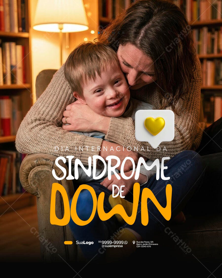 Post Instagram Dia Internacional da Síndrome de Down PSD Editável