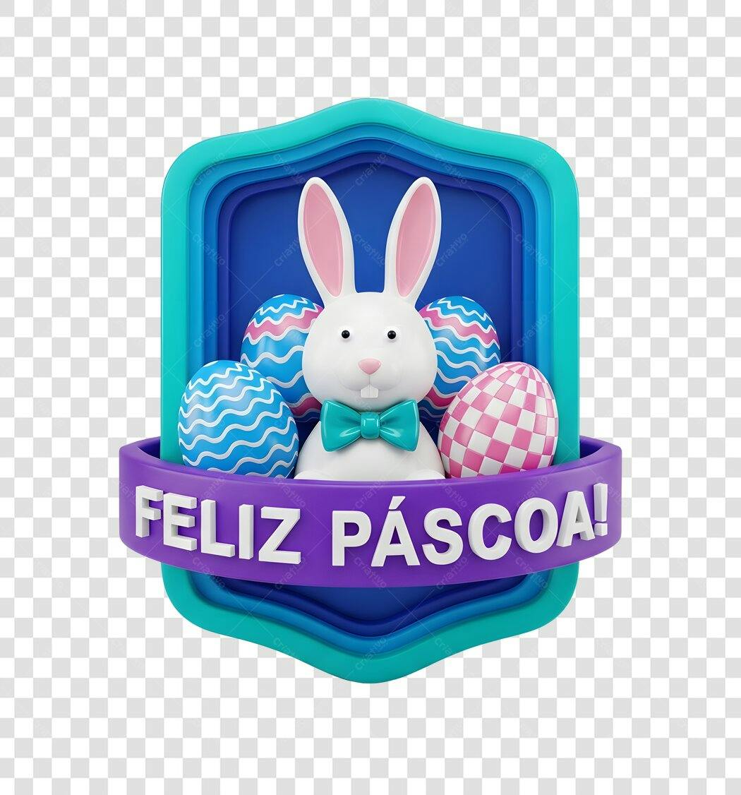 Elemento 3D Coelho Páscoa Feliz Páscoa Abril PNG Fundo Transparente