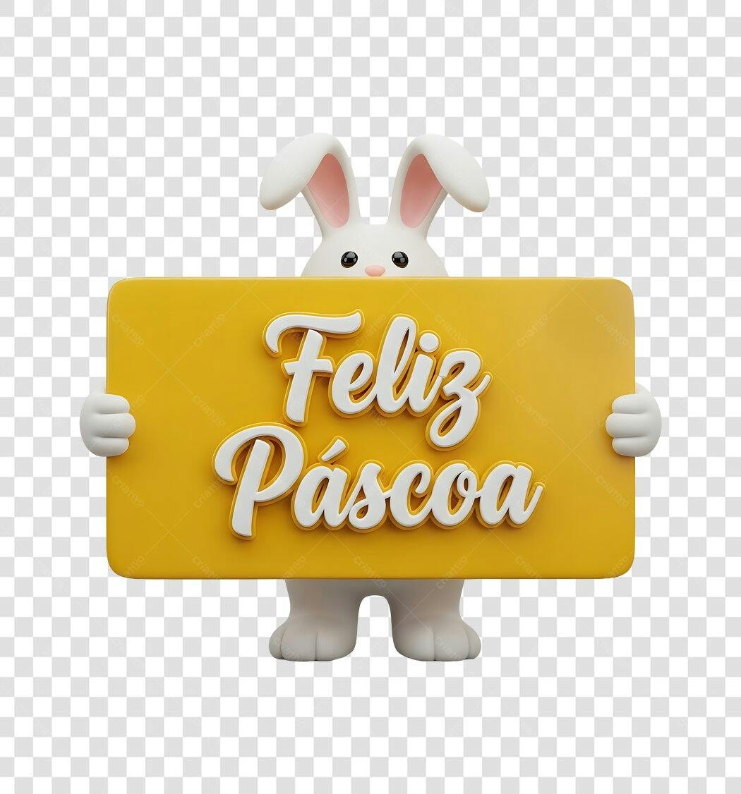 Elemento 3D Coelho Feliz Páscoa Abril PNG Fundo Transparente
