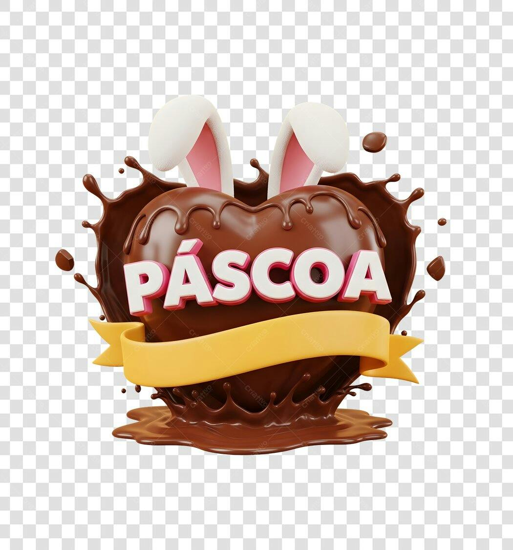 Elemento 3D Páscoa Chocolate Orelhas Coelhinho PNG Fundo Transparente
