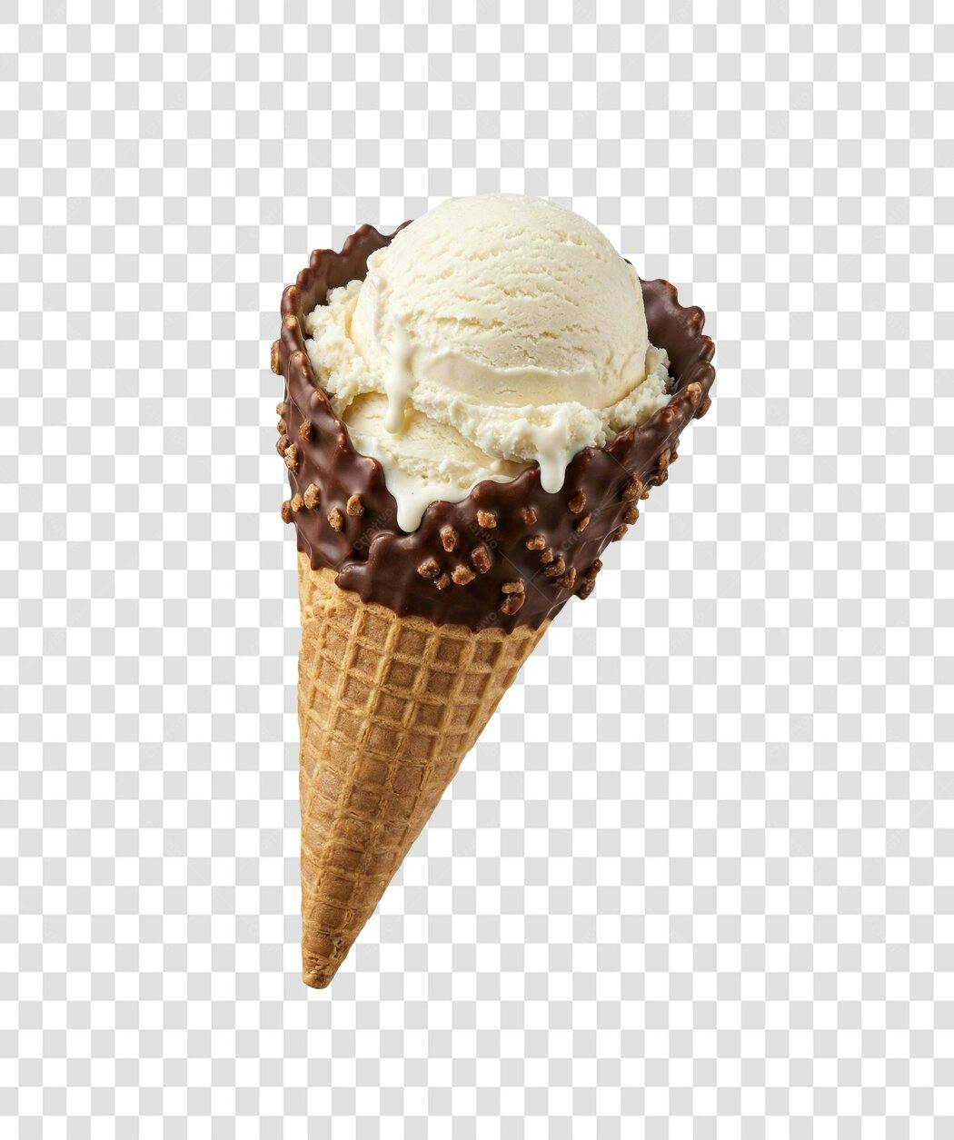 Foto Recortada Casquinha Sorvete Baunilha Chocolate PNG Fundo Transparente