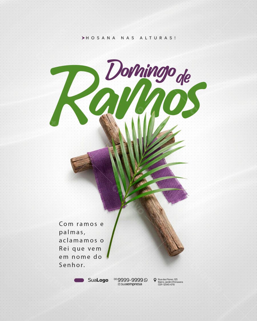 Post Instagram Domingo de Ramos Páscoa PSD Editável