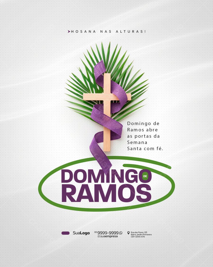 Post Instagram Domingo de Ramos Semana Santa PSD Editável