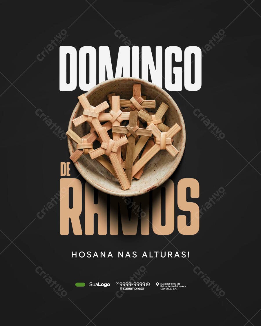 Post Instagram Domingo de Ramos Páscoa PSD Editável