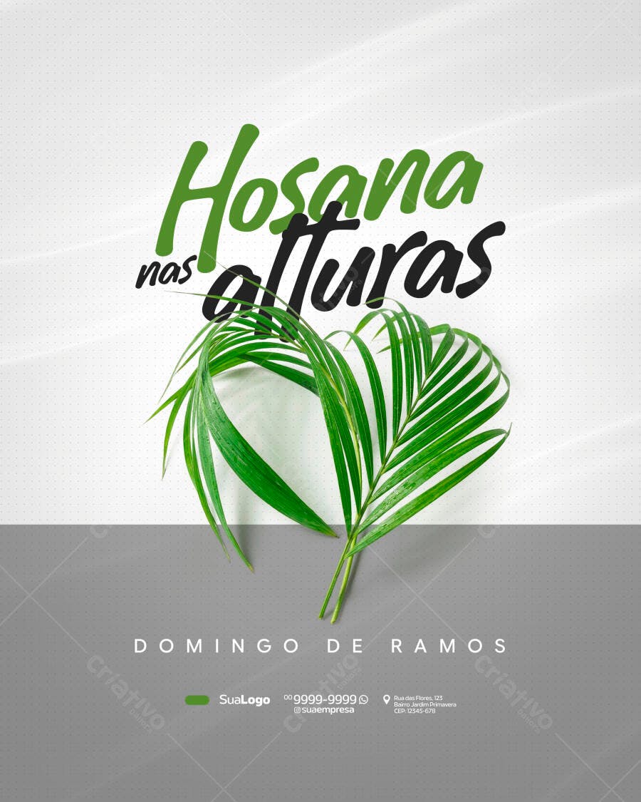 Post Domingo de Ramos Hosana PSD Editável