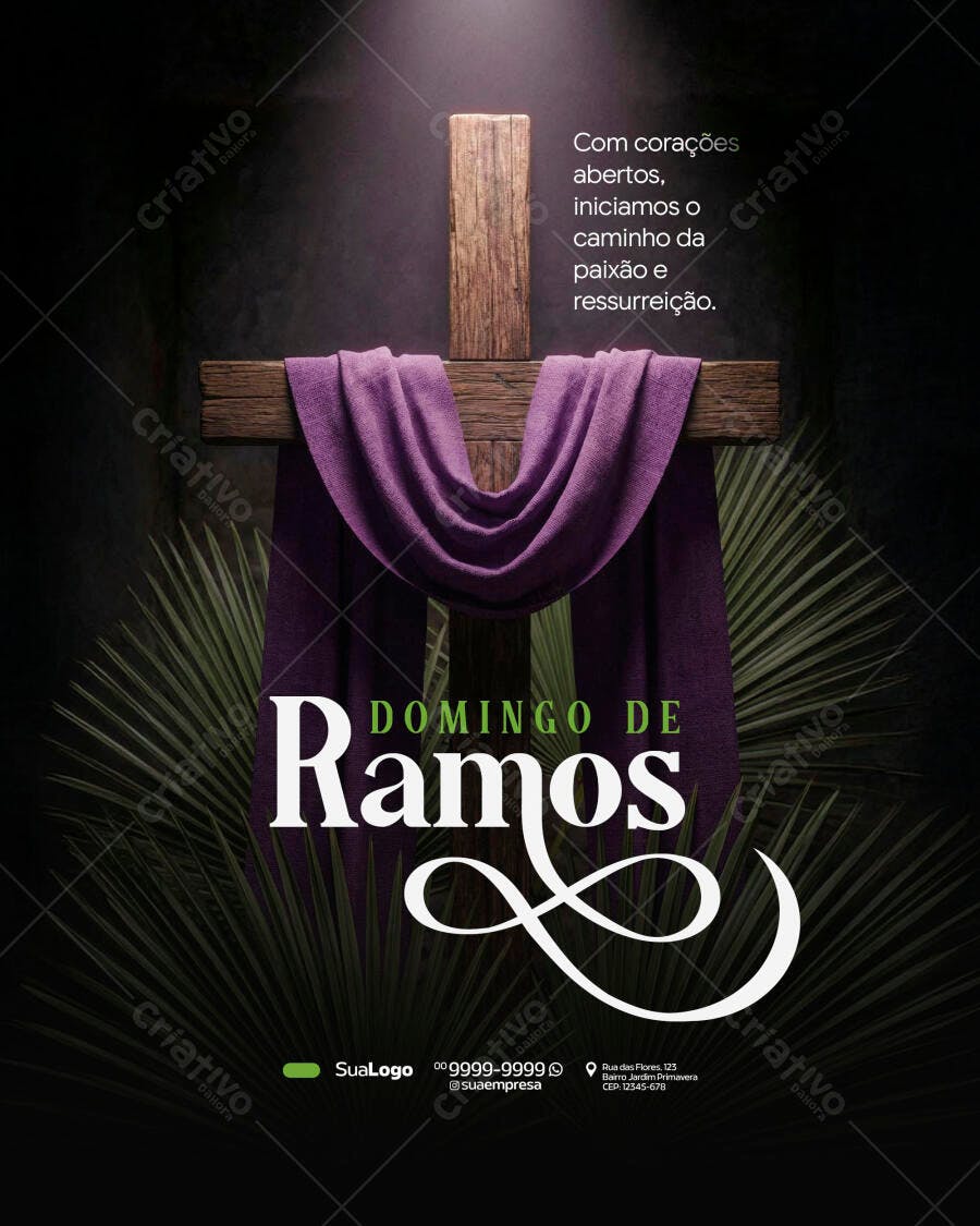 Post Instagram Domingo de Ramos Páscoa PSD Editável