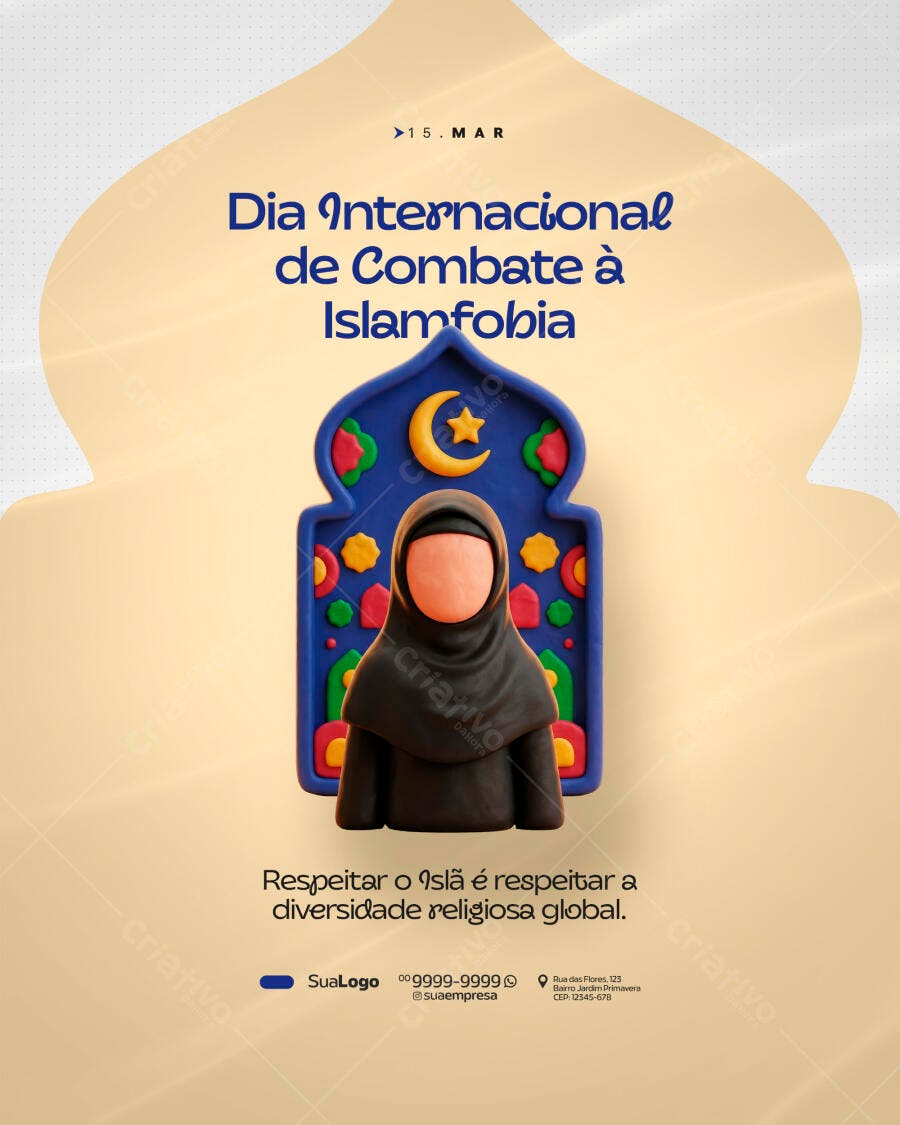 Post Dia Internacional Combate Islamofobia Março PSD Editável