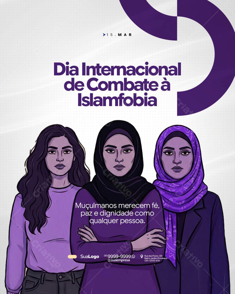 Post Instagram Dia Combate Islamofobia Março PSD Editável