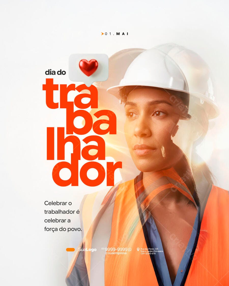 Post Instagram Dia do Trabalhador 1 de Maio PSD Editável