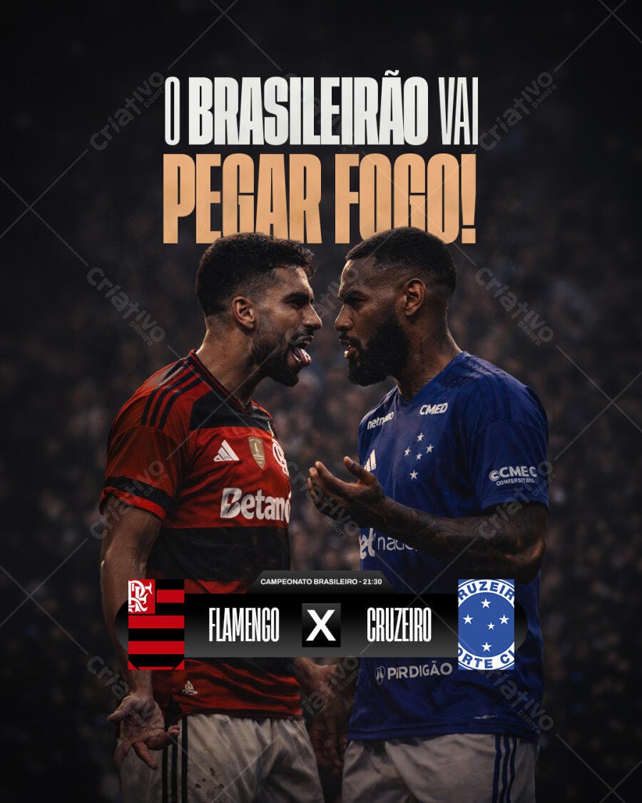 Post Instagram Futebol Brasileirão Flamengo x Cruzeiro PSD Editável