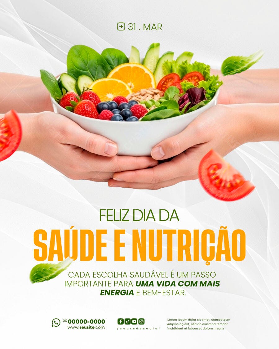 Post Instagram Dia da Saúde e Nutrição PSD Editável