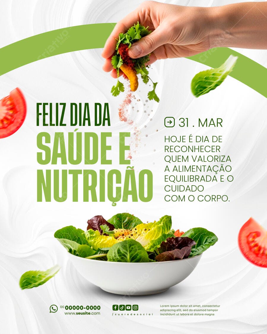 Post Instagram Dia da Saúde e Nutrição PSD Editável