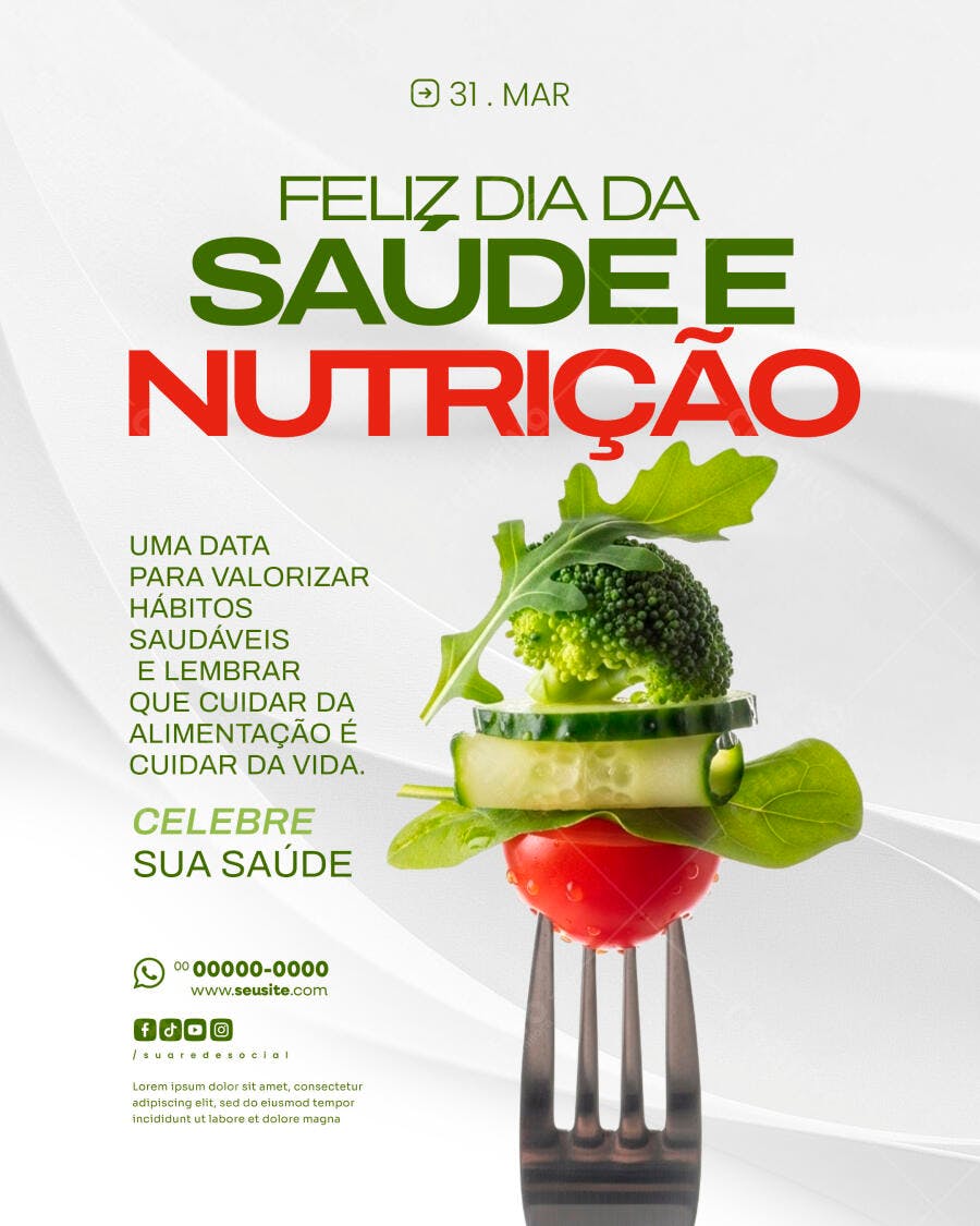Post Instagram Dia da Saúde e Nutrição Março PSD Editável