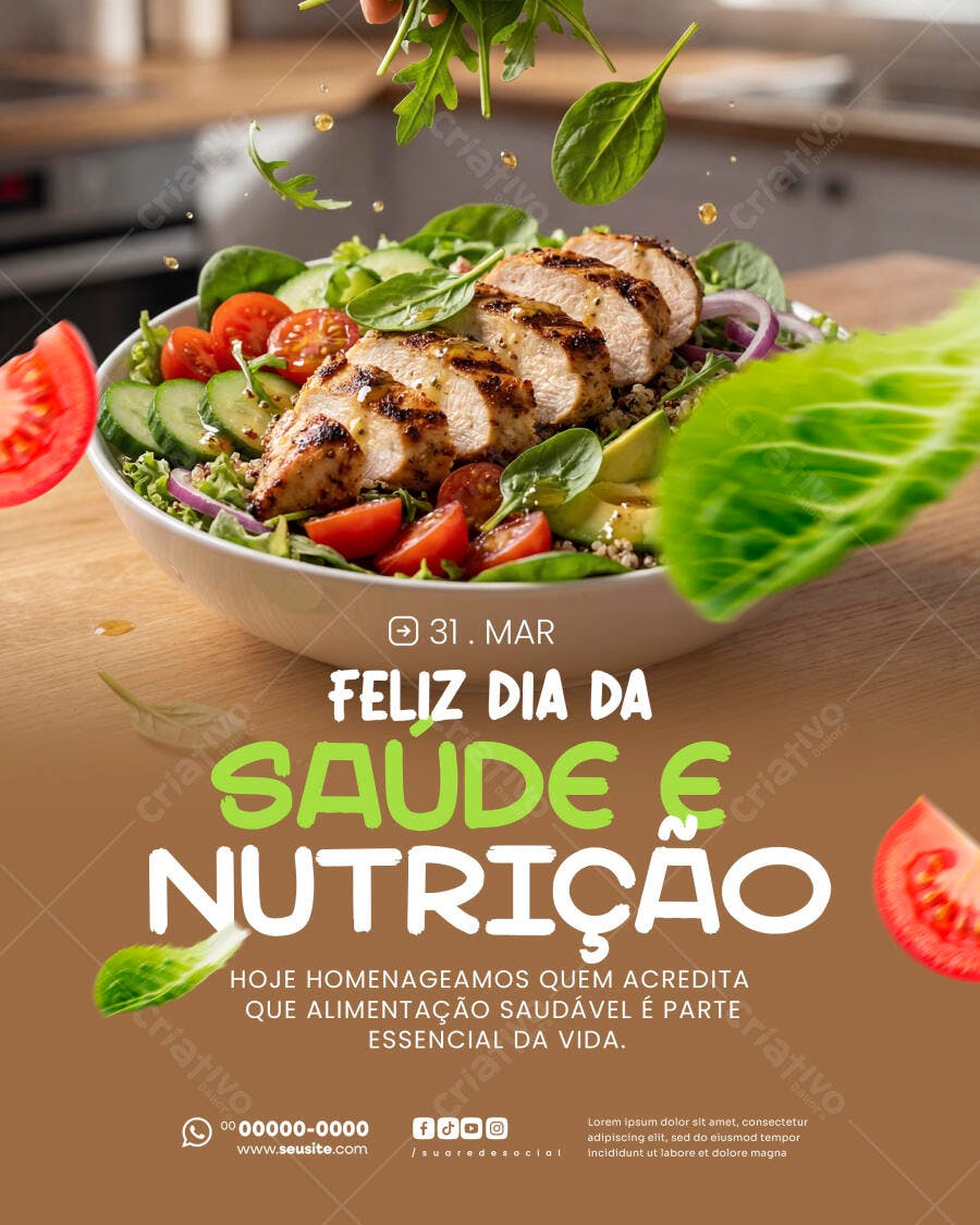 Post Instagram Dia da Saúde Nutrição PSD Editável