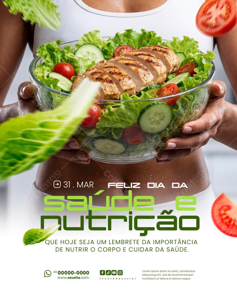 Flyer Dia da Saúde e Nutrição Março PSD Editável