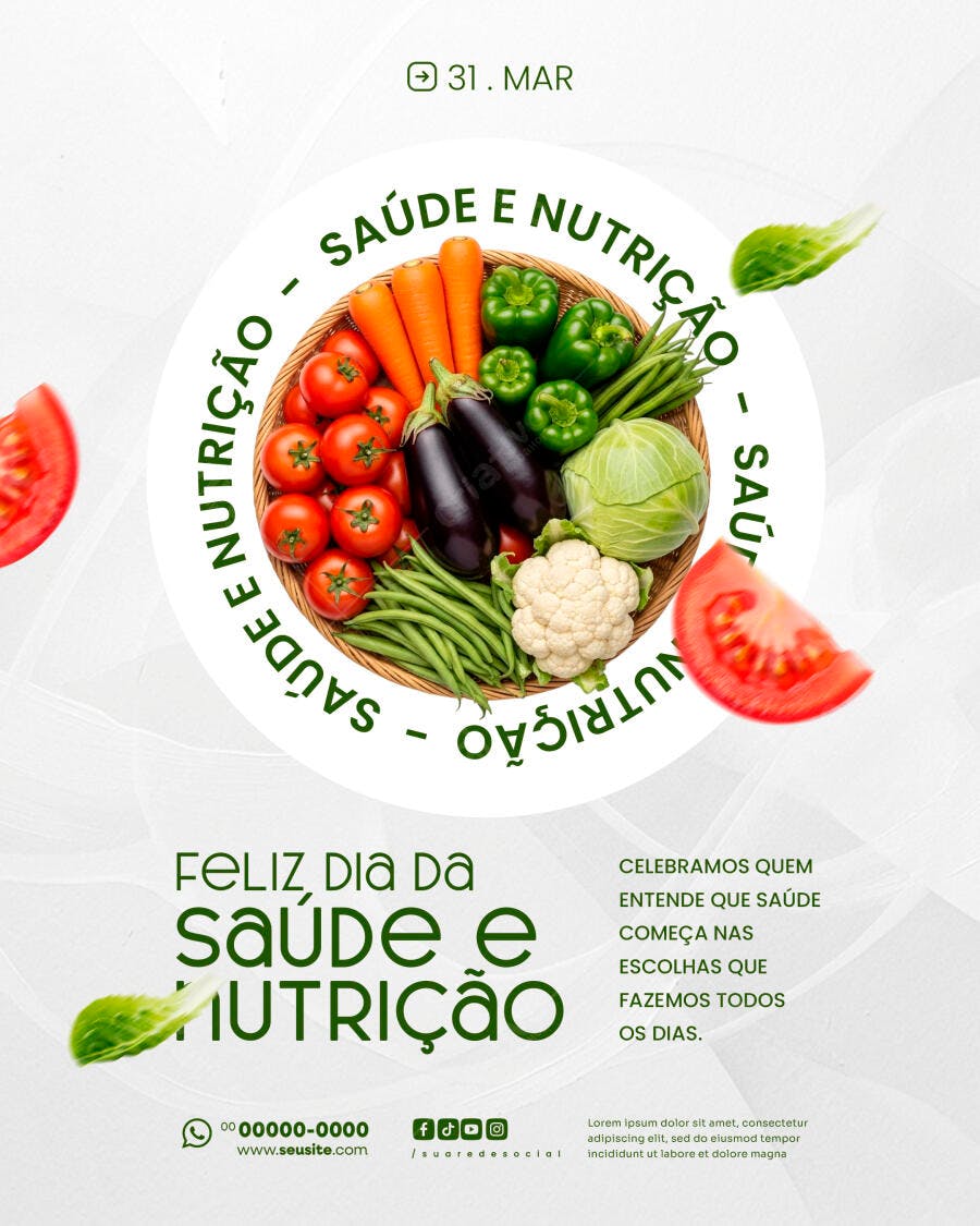 Post Instagram Dia da Saúde e Nutrição PSD Editável