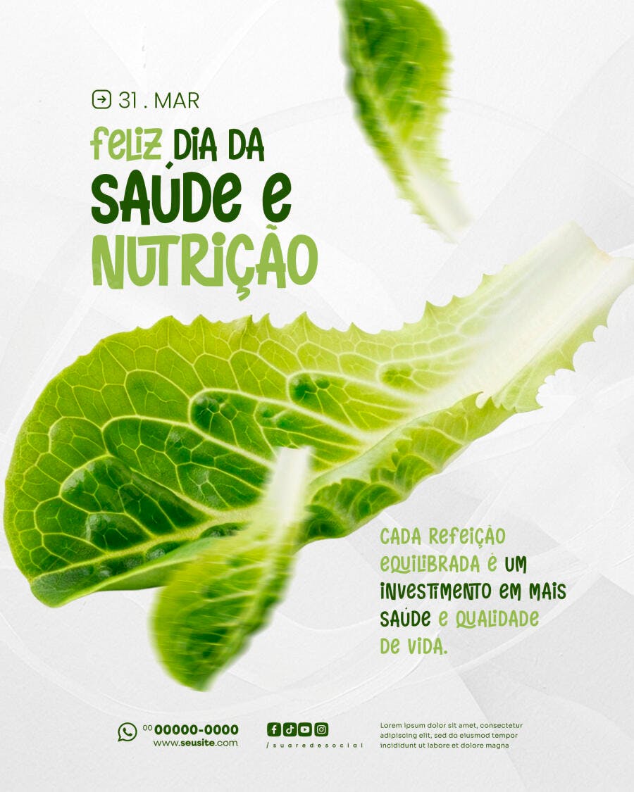 Post Dia da Saúde e Nutrição Março PSD Editável