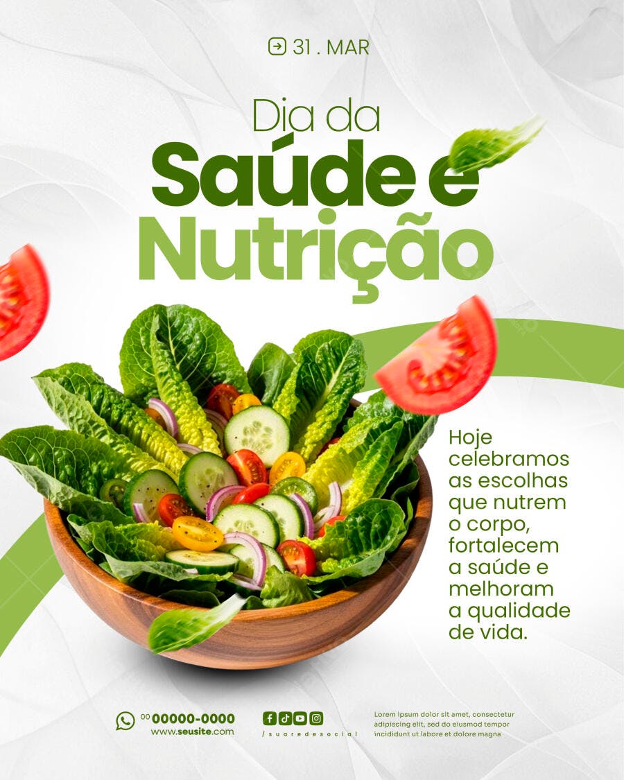Post Dia da Saúde e Nutrição Março PSD Editável