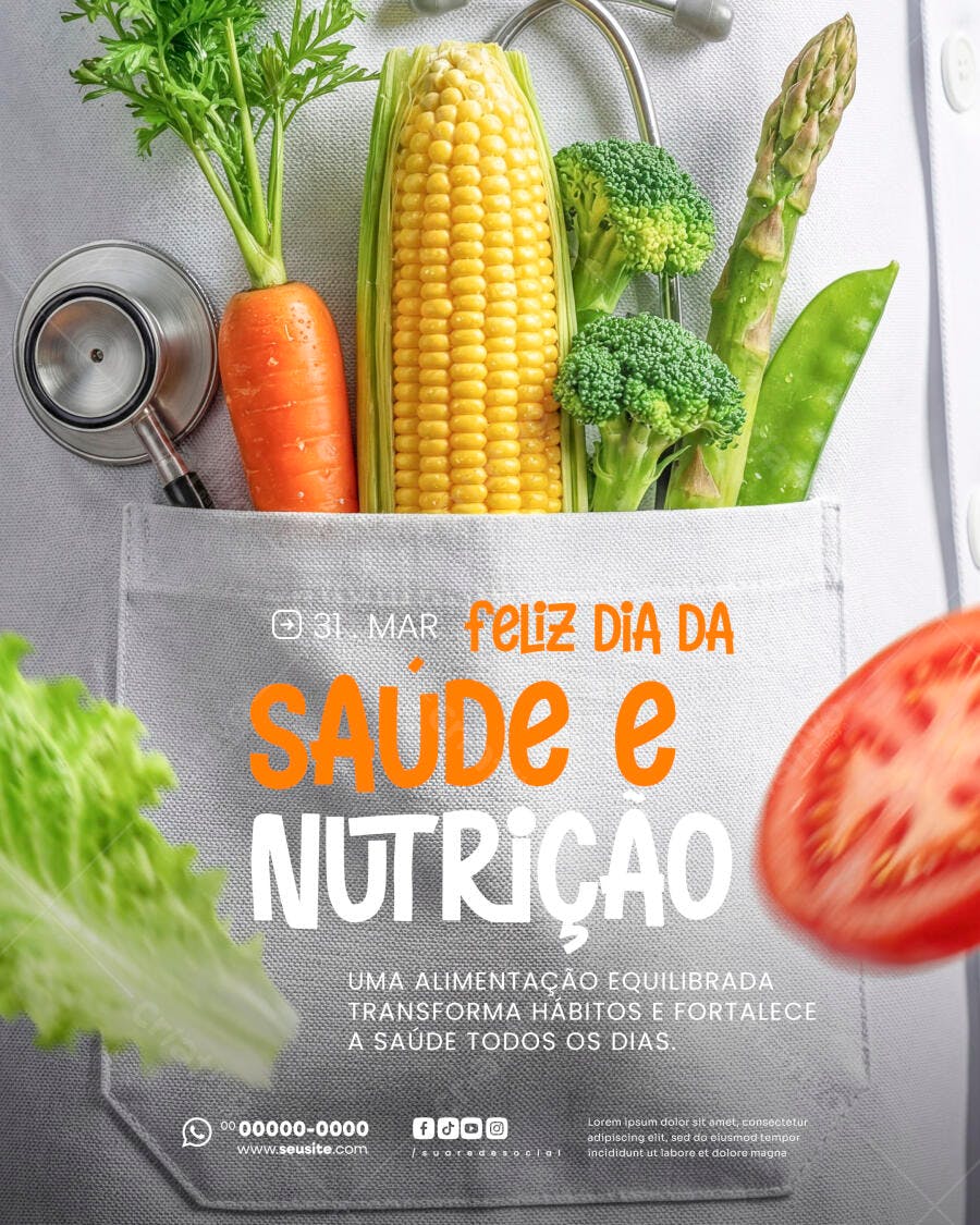 Post Dia da Saúde e Nutrição Março PSD Editável