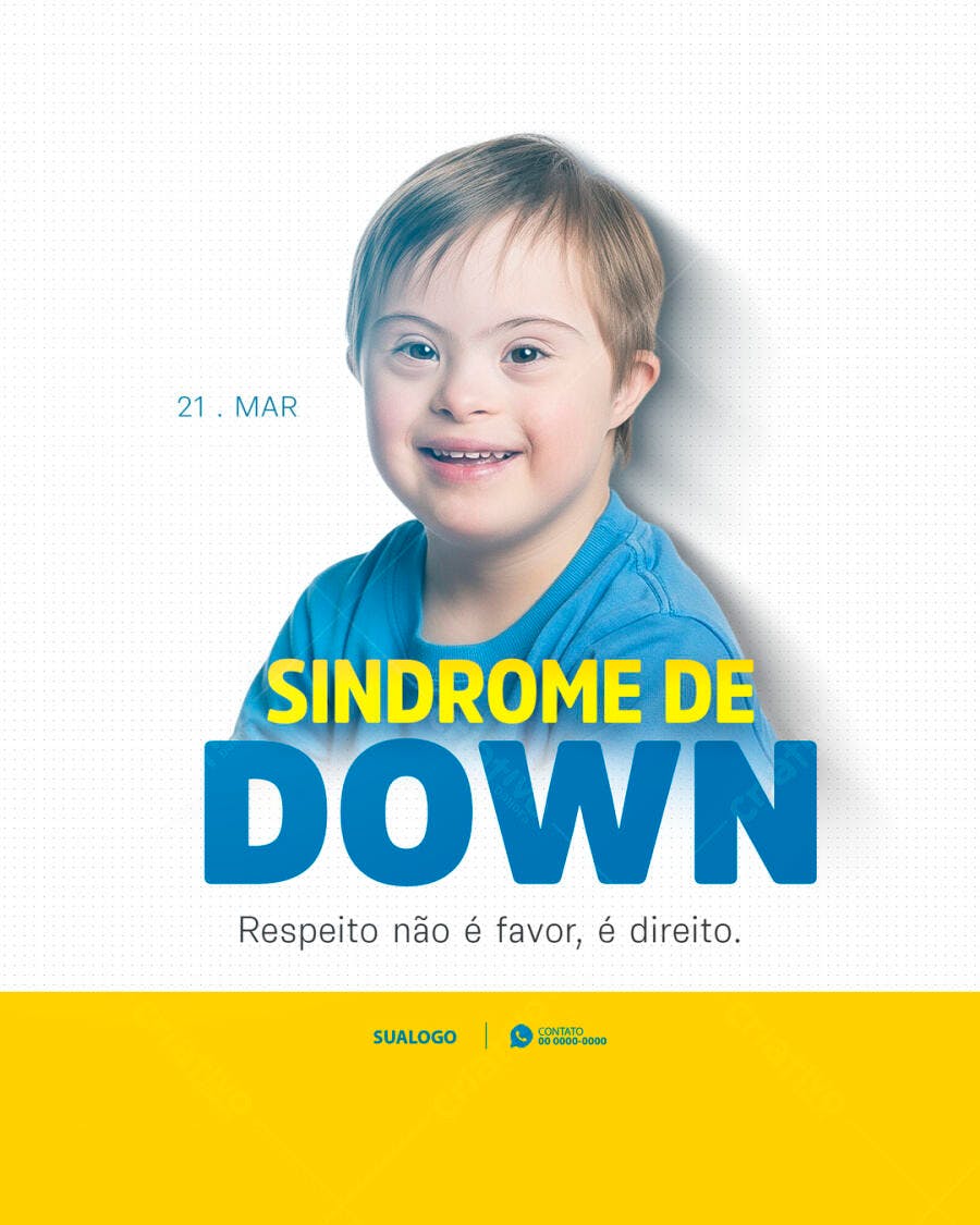 Post Instagram Dia da Síndrome de Down 21 Março PSD Editável