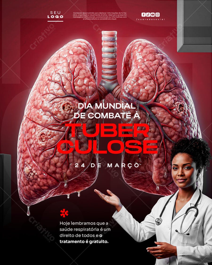 Post Instagram Dia Mundial Tuberculose Saúde PSD Editável