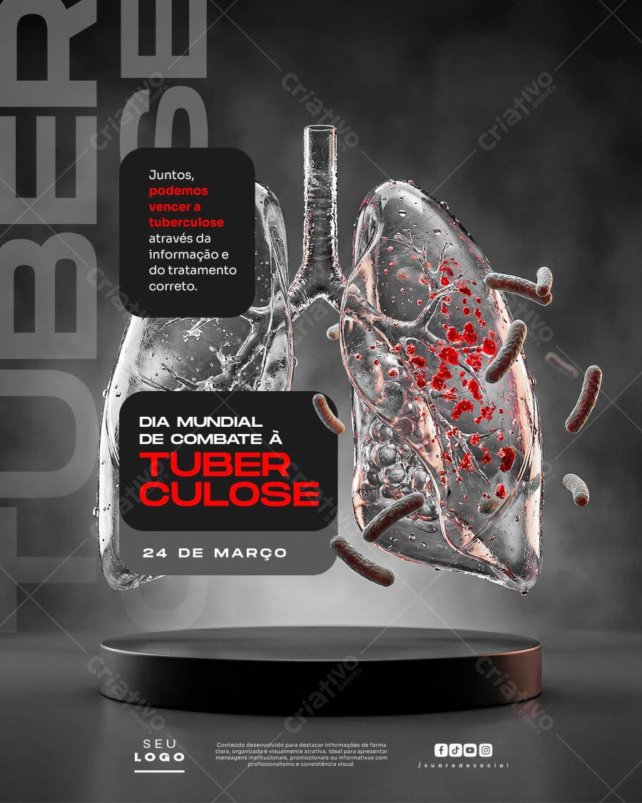 Post Dia Mundial Combate Tuberculose Saúde PSD Editável