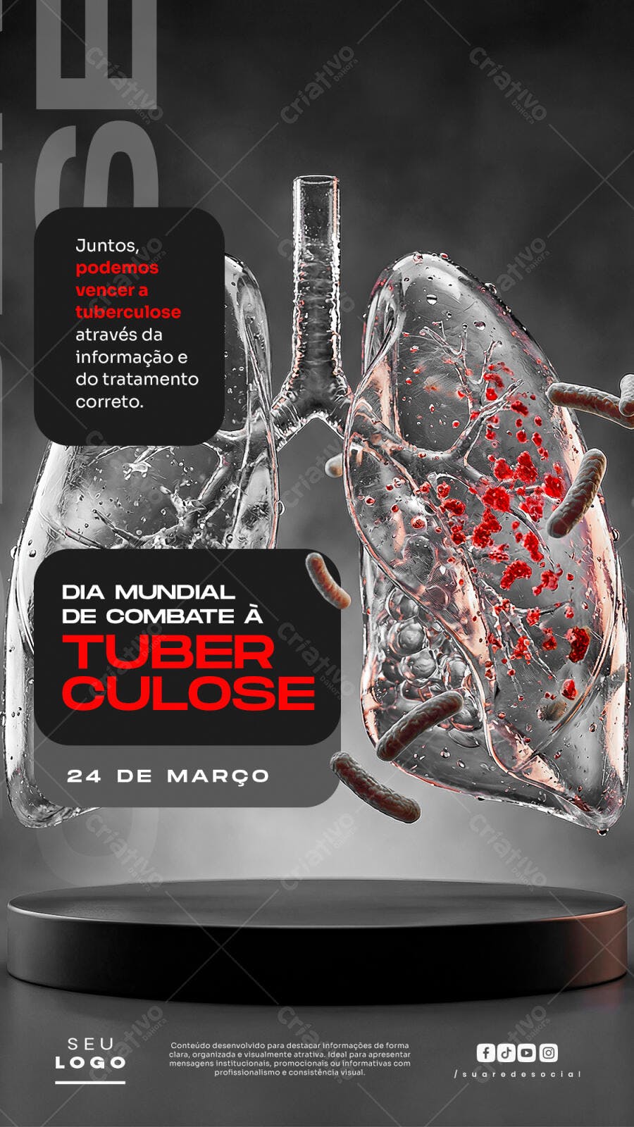Post Instagram Dia Mundial Tuberculose 24 de Março PSD Editável
