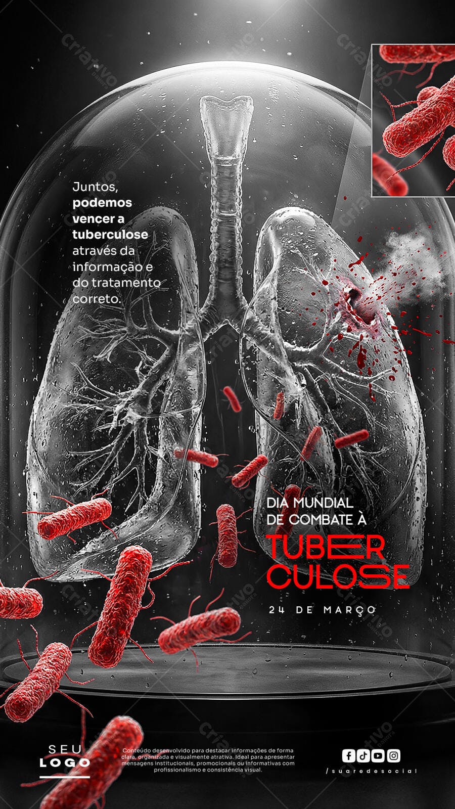 Post Instagram Dia Mundial Tuberculose Saúde PSD Editável