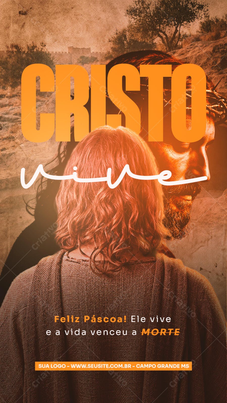 Story Instagram Páscoa Cristo Vive PSD Editável