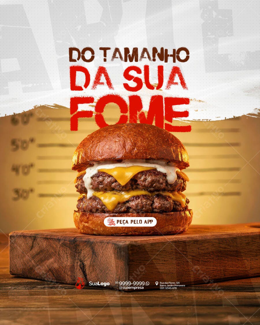 Post Instagram Hamburgueria Artesanal PSD Editável