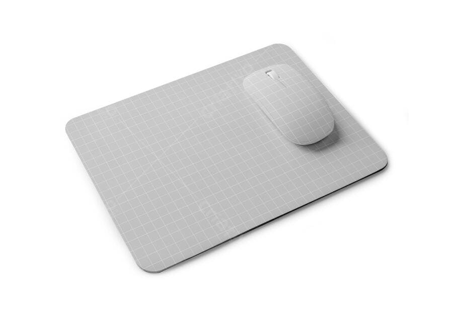 Mockup Mouse Pad Retangular e Mouse Fundo Branco Editável