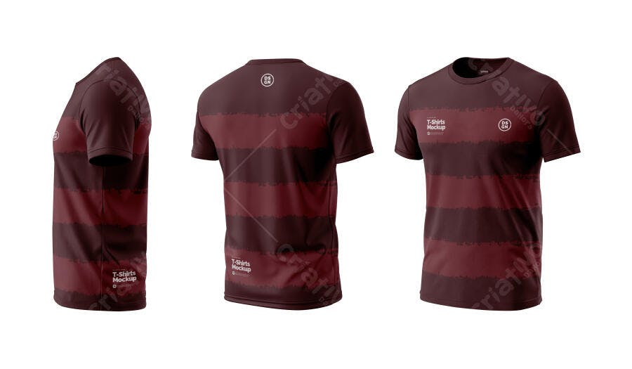 Mockup Camiseta Masculina Gola Redonda Fundo Branco Editável