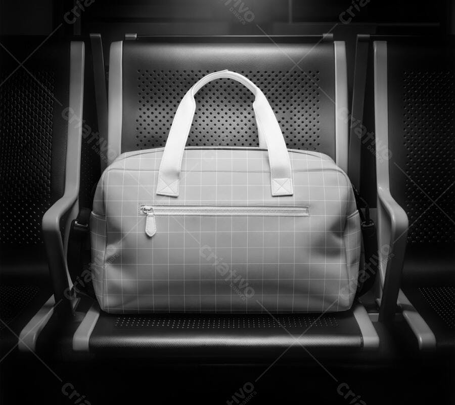 Mockup Bolsa Viagem Esportiva Tecido Cadeira Editável