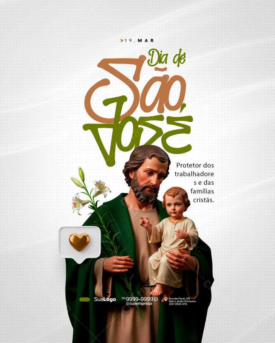 Post Instagram Dia de São José 19 de Março PSD Editável