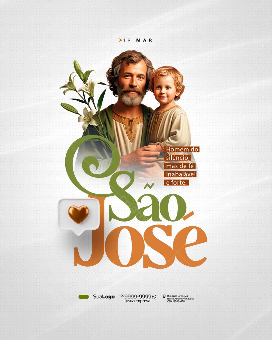 Post Dia de São José 19 de Março PSD Editável