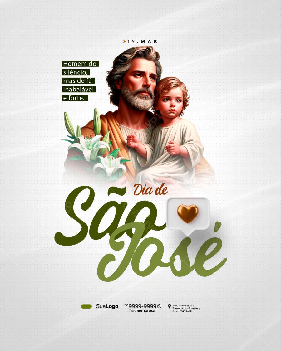 Post Dia de São José 19 de Março PSD Editável