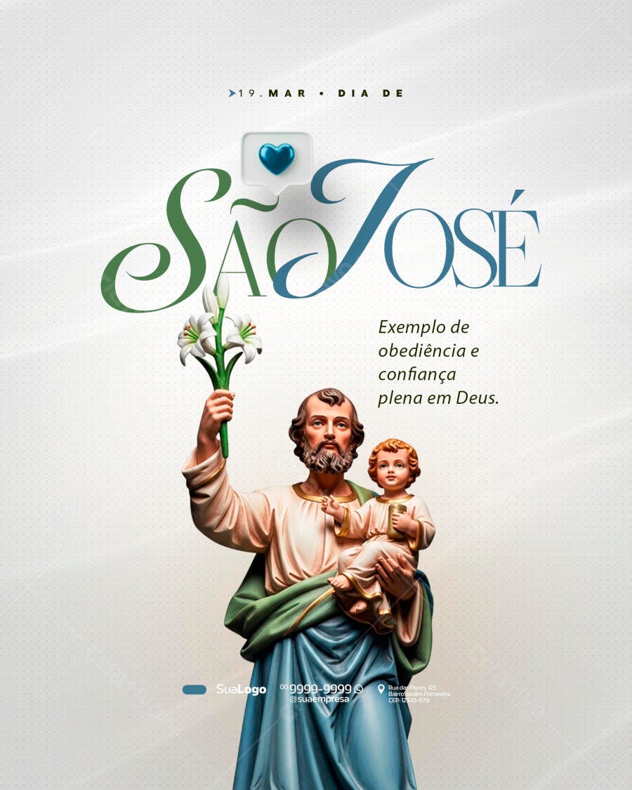 Post Instagram Dia de São José 19 de Março PSD Editável