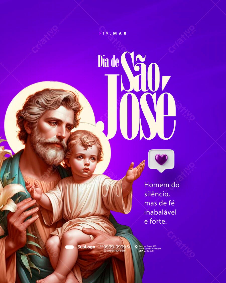 Post Instagram Dia de São José 19 de Março PSD Editável
