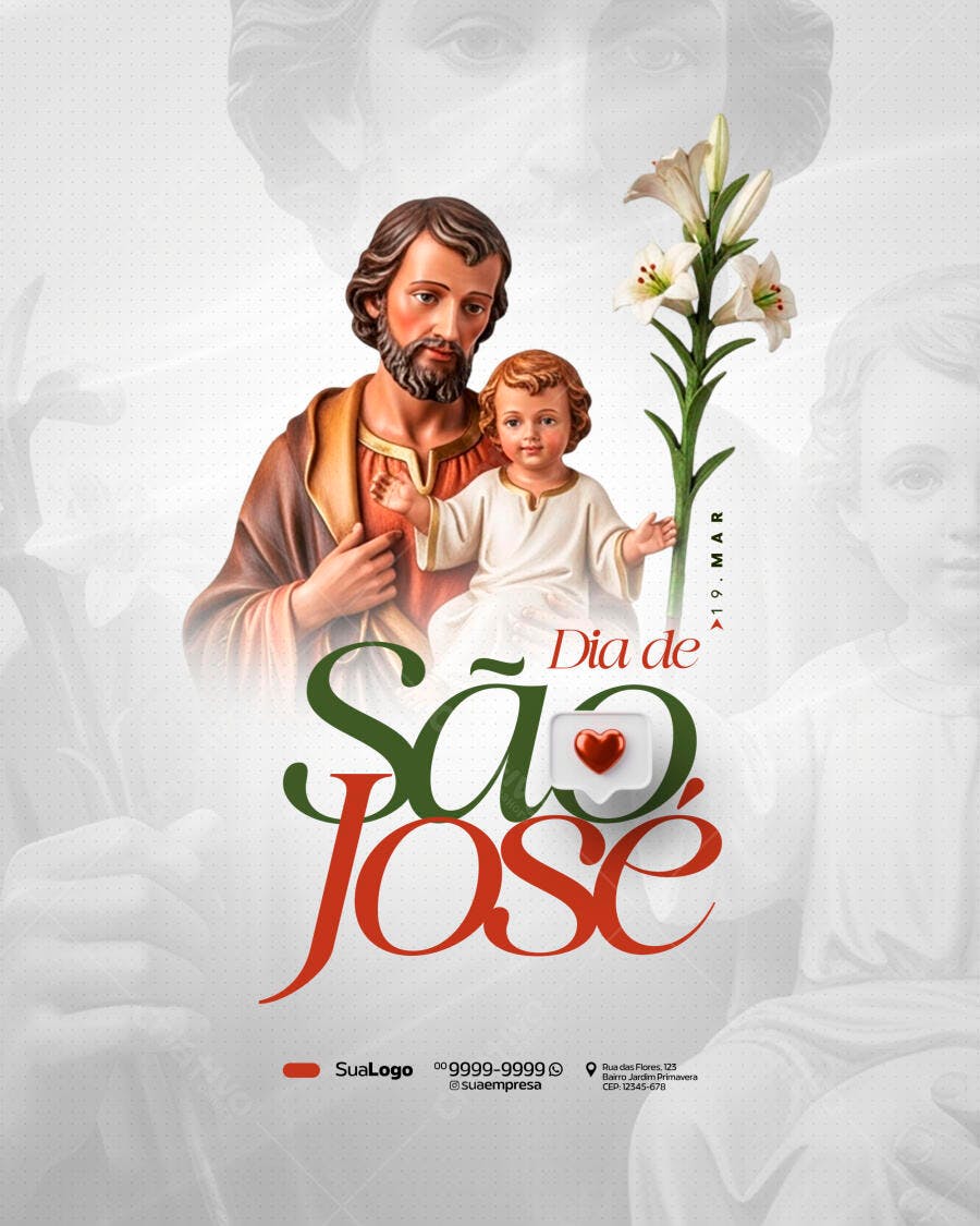 Post Instagram Dia de São José Março PSD Editável