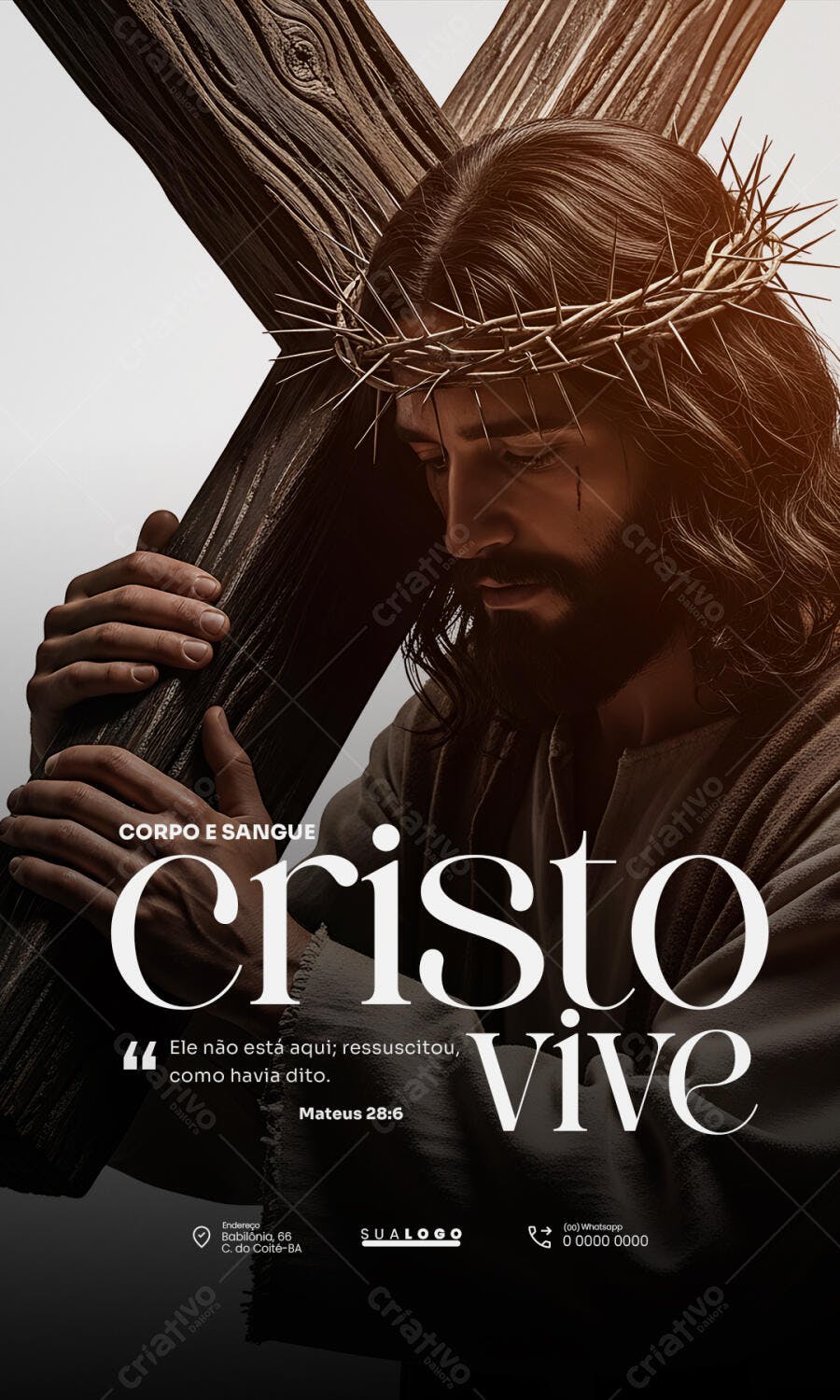 Post Páscoa Cristo Vive Igreja Evangélica PSD Editável