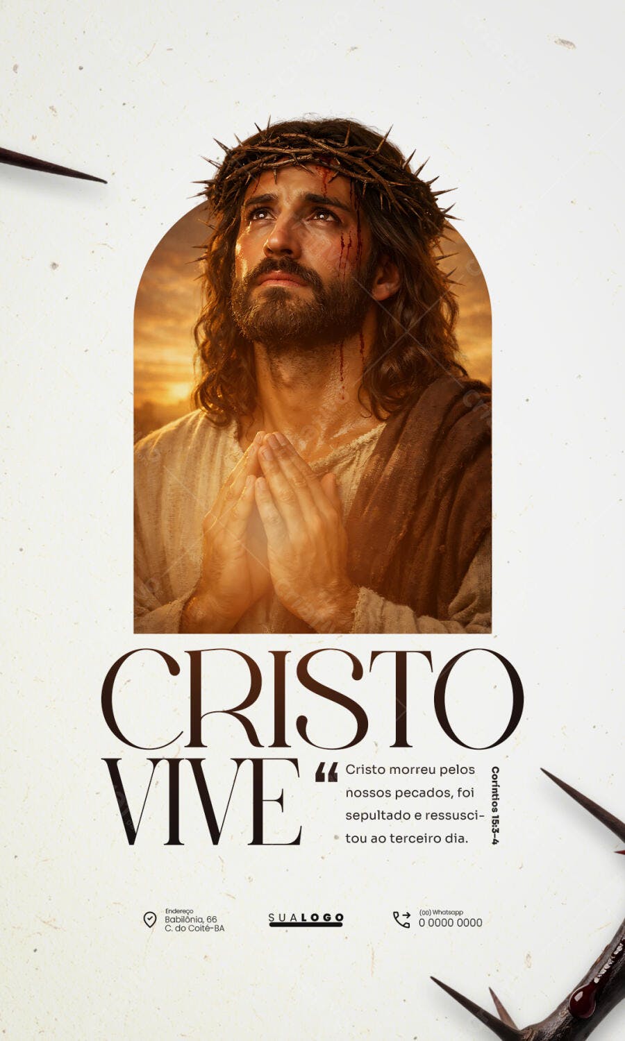 Post Instagram Páscoa Cristo Vive PSD Editável