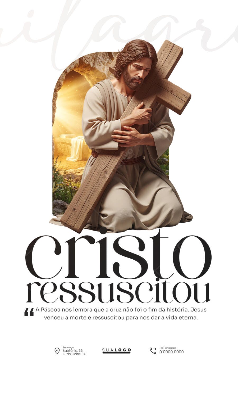 Post Instagram Páscoa Cristo Ressuscitou PSD Editável