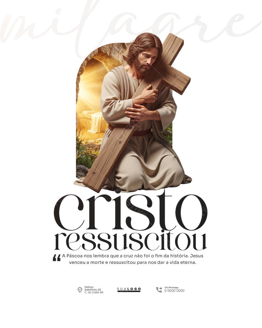 Post Instagram Páscoa Cristo Ressuscitou PSD Editável