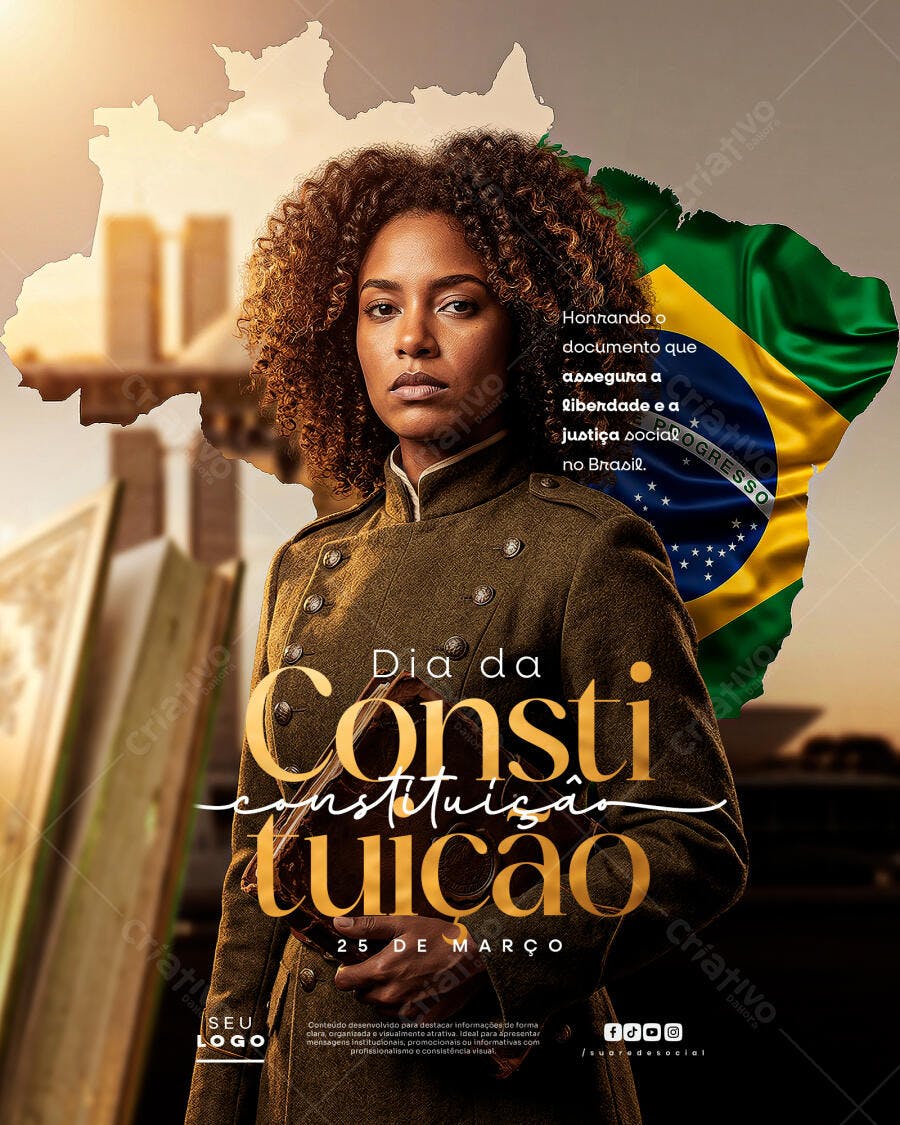 Post Instagram Dia da Constituição 25 de Março PSD Editável